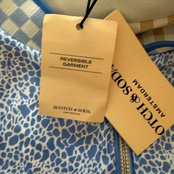 NWT Scotch & Soda Printed Seersucker Reversible Bomber Large - Picture 16 of 16